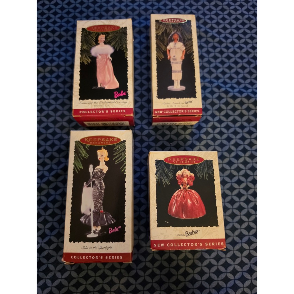 Hallmark Keepsake Barbie Ornament Lot 4 Holiday Solo Spotlight Enchanted Evening